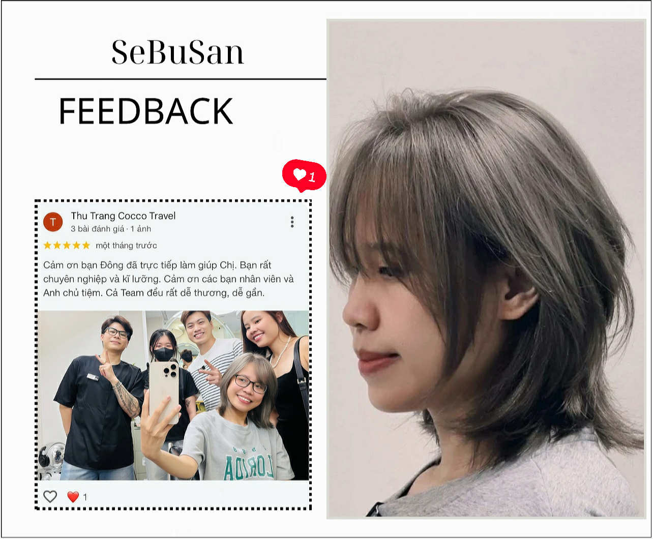 Mình chỉ đặt lịch dưỡng và cắt tóc, nhưng các bạn tư vấn rất nhẹ nhàng, không hề 'upsell' quá đà, mà giải thích rõ ràng tình trạng tóc, da đầu, và những sản phẩm phù hợp. Cảm giác như đang được chăm sóc bởi một người bạn hiểu tóc mình chứ không phải chỉ là khách-và-thợ.