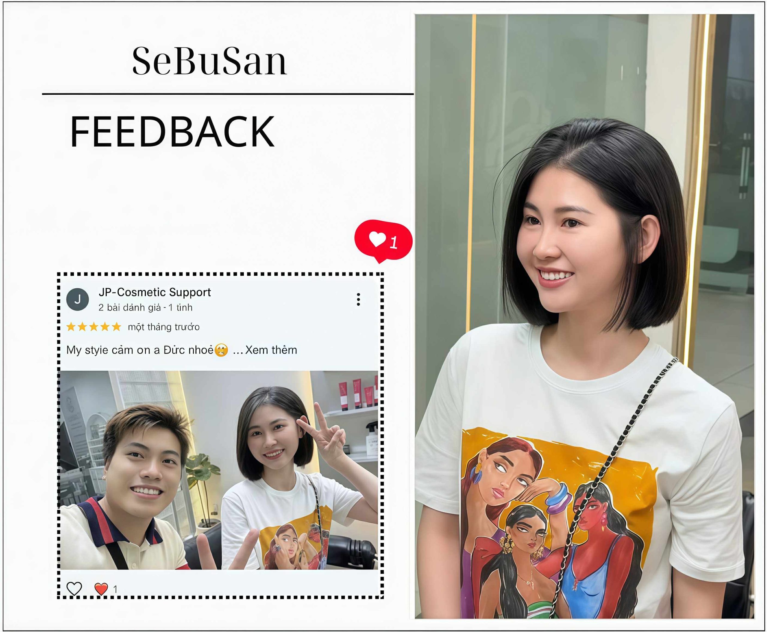 Feedback từ chị Minh Phương – 31 tuổi, nhân viên văn phòng – sau buổi trải nghiệm tại Sebusan:"Mình vừa trải nghiệm dịch vụ tại Sebusan sáng nay và thật sự không thể không chia sẻ!
Từ lúc bước chân vào salon, mình đã cảm nhận được một không gian rất khác biệt – nhẹ nhàng, thơm dịu và cực kỳ tinh tế. Nhân viên lễ tân chào mình bằng tên, mỉm cười và đưa một ly trà hoa nhài ấm – chỉ là bước đón tiếp thôi mà đã thấy 'ấm lòng'.
Mình chỉ đặt lịch dưỡng và cắt tóc, nhưng các bạn tư vấn rất nhẹ nhàng, không hề 'upsell' quá đà, mà giải thích rõ ràng tình trạng tóc, da đầu, và những sản phẩm phù hợp. Cảm giác như đang được chăm sóc bởi một người bạn hiểu tóc mình chứ không phải chỉ là khách-và-thợ.
Đặc biệt, khi đang nằm dưỡng, mình được massage cổ vai gáy kèm một chiếc chăn ấm và tiếng nhạc piano du dương – cảm giác như được "reset" toàn bộ sau cả tuần làm việc căng thẳng.
Sau khi làm xong, tóc mình mềm, mượt và thơm cực kỳ dễ chịu. Điều khiến mình ấn tượng nhất là:
Có thẻ hướng dẫn chăm sóc tóc tại nhà in riêng theo loại tóc của mình
Nhận được tin nhắn cảm ơn kèm mã giảm giá cho lần kế tiếp
Và cuối cùng, là một tấm thiệp nhỏ ghi tay: "Mỗi phụ nữ đều xứng đáng được yêu chiều – Cảm ơn chị Phương đã chọn Sebusan!"
Mình thật sự xúc động – những điều nhỏ nhặt vậy thôi, nhưng thể hiện sự quan tâm thật sự đến cảm xúc khách hàng.
Với mình, Sebusan không chỉ là một salon, mà là nơi để "trở lại chính mình" sau những bộn bề ngoài kia. Sẽ quay lại thường xuyên, và chắc chắn rủ đồng nghiệp đi cùng!"
#feedbackSebusanhairstudio #tocdepganday #salontoctanbinh #tocdepsaigon #feedbacksebusan